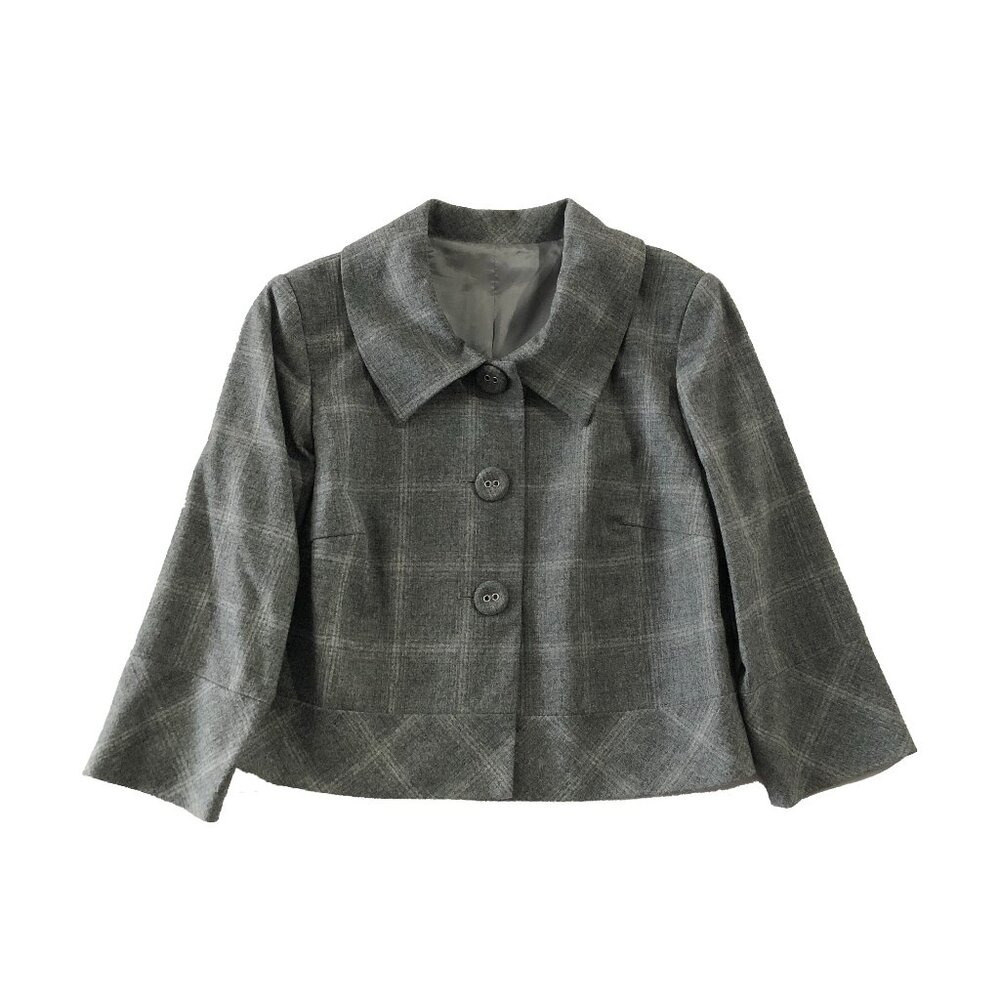 Steilmann Jacket Womens Size 10 Gray ¾ Sleeve Lined Waist Blazer